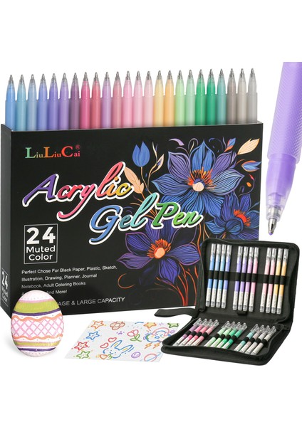 24 Renkli Su Bazlı Kalem, Yüksek Değerli Kalem, Akrilik Jel Kalem, Renkli Not Defteri Fırçası, Işaretleyici Kalem (Yurt Dışından)