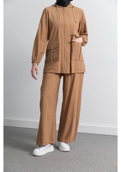 Cep Detaylı Pantolonlu Takım - Tütün fiyatları