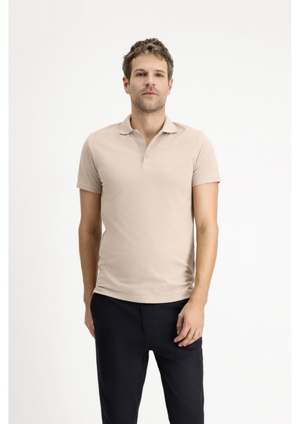 Polo Yaka Regular Fit Nakışlı Pamuklu Tişört