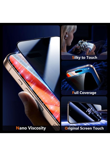 Apple iPhone 15 Pro Max Ekran Koruyucu Hayalet Kolay Uygulama Aparatlı Tam Kaplayan Üst Düzey Koruma