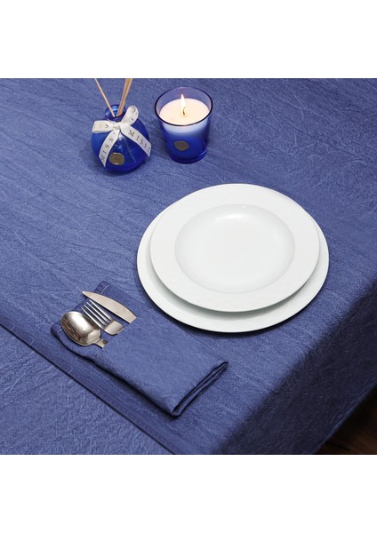 Taşlanmış Indigo Denim Pamuk Masa Örtüsü fiyatları