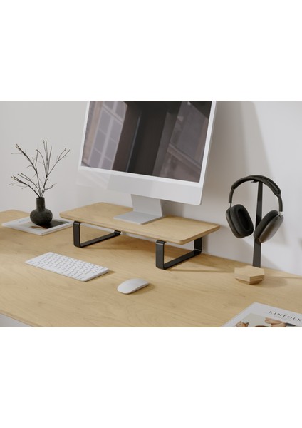 Doğal Ahşap Monitör Yükseltici Monitor Altlığı Monitör Sehpası Tek Monitör
