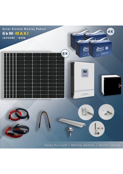 6 Kw Maxı Solar Paket Sistem (6000W/GÜN)