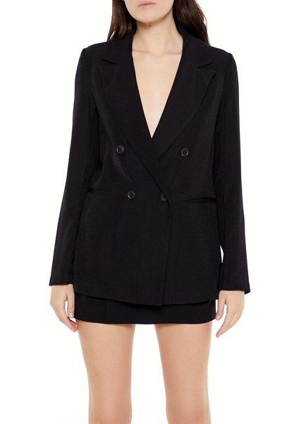 Derin V Yaka Çift Düğmeli Blazer