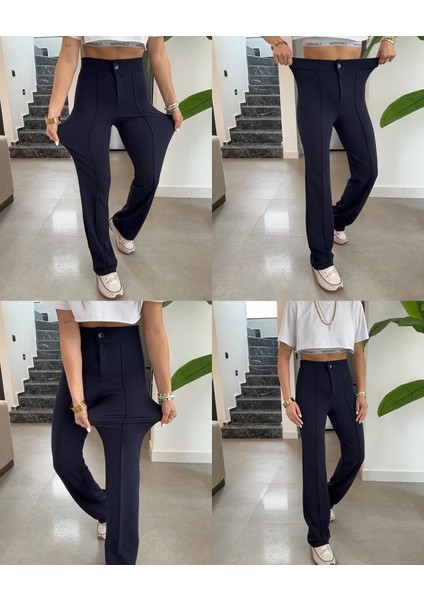 Munn Collection Kadın Yüksek Bel Full Likralı Krep Kumaş Pantolon fırsatları