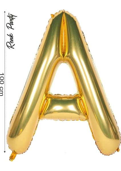 Folyo Balon A Harfi Helyum Balon 100 cm Gold Renk - A Harf Balon - Harf Folyo Balon - 40 Inch
