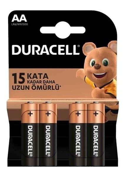 Duracell LR6/MN1500 1.5V Alkalin 4'lü Aa Kalem Pil