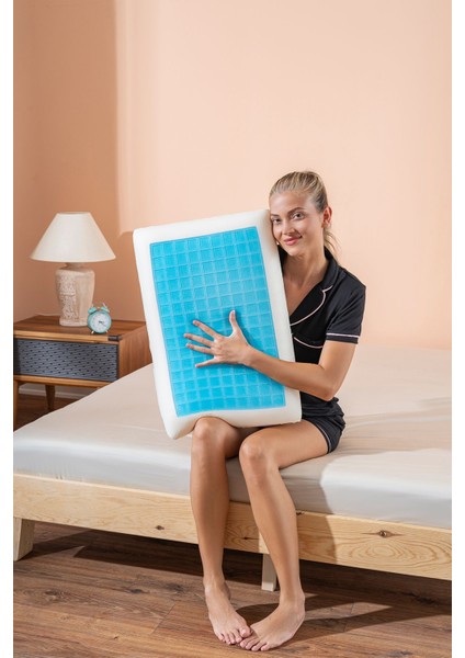 Visco Terletmeyen Ortopedik Yastık Serinleten Visco Yastık Jelli Yastık 60X40X13CM