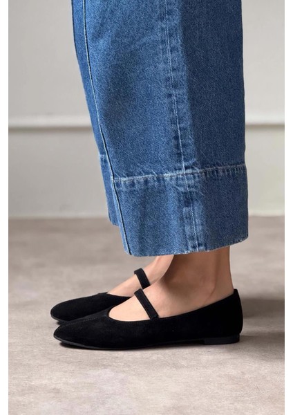 Olivia Bilekten Lastikli Bağlamalı Hakiki Deri Kadın Babet Siyah modelleri