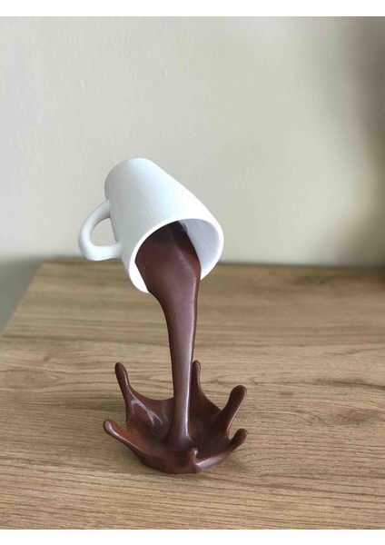 ☕ 3D Dekoratif Dökülen Kahve Kupa Standı | Sıçrayan Kahve Efekti | El Yapımı Tasarım