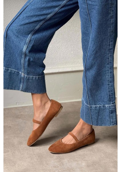 Olivia Bilekten Lastikli Bağlamalı Hakiki Deri Kadın Babet Taba fırsatları