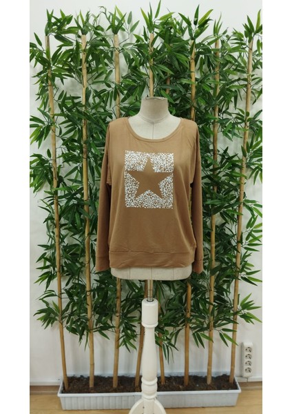 Munn Collection Kadın Uzun Kollu Bisiklet Yaka Desenli Viskon Iki Iplik Bluz fırsatları