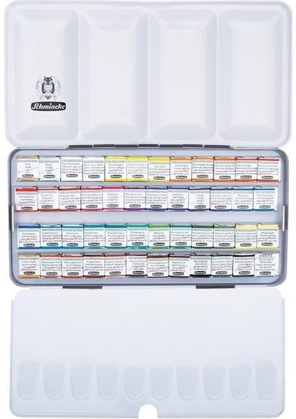 Horadam Aquarell Taş Tablet Sulu Boya Seti Yarım Tablet 48 Renk Metal Kutu