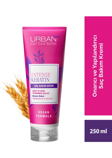 Intense Keratin Aşırı Yıpranmış Saçlara Özel Saç Bakım Kremi 250 ml - vegan