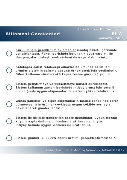 6 Kw Solar Paket Sistem (6000W/GÜN)