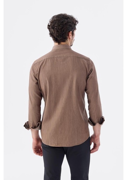 Kahve Comfort Fit Cepli Çıtçıtlı Pamuk Kot Gömlek indirimleri