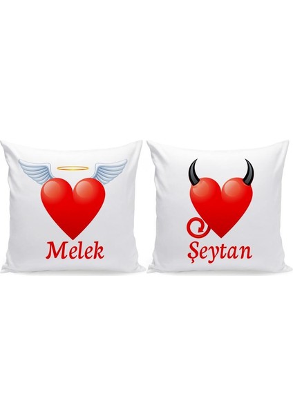 Kişiye Özel Melek & Şeytan 2 Li Aşk Yastık Kılıfı