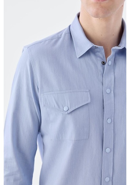 Mavi Comfort Fit Cepli Çıtçıtlı %100 Pamuk Kot Gömlek modelleri