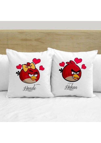 Kişiye Özel Ikili Isimli Love Birds 2 Li Aşk Yastık Kılıfı