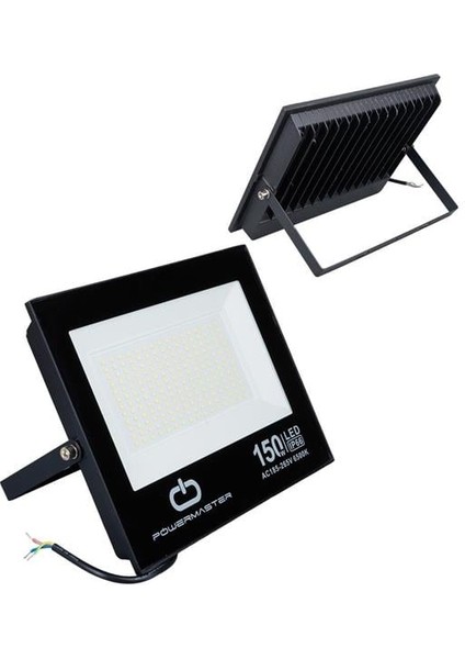 Powermaster PM-22586 150 Watt - 220 Volt 6500K IP66 150* Işık Açısı Siyah Slim Kasa Beyaz LED Projektör