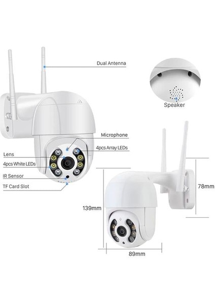 Powermaster 2mp 3.6mm 1080P Wifi Speed Dome Ptz Kamera Poe + 12V