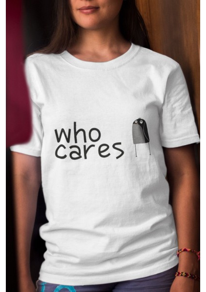 Who Cares Umursamaz Kuş Baskılı Eğlenceli Hediyelik Renkli Unisex T-Shirt