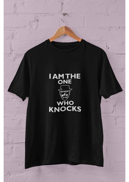 I Am The One Who Knocks Baskılı Breaking Bad Walter White Heisenberg Eğlenceli Siyah Unisex T-Shirt