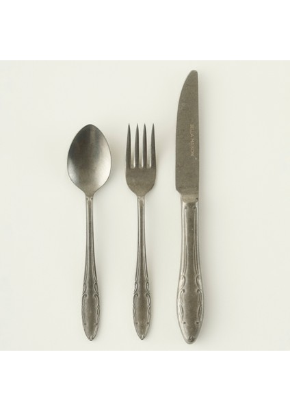 Vintage 18 Parça 6 Kişilik Tatlı Çatal Kaşık Bıçak Takımı Silver