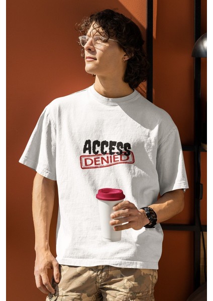 Acceess Denıed Baskılı Eğlenceli Hediyelik Beyaz Unisex T-Shirt