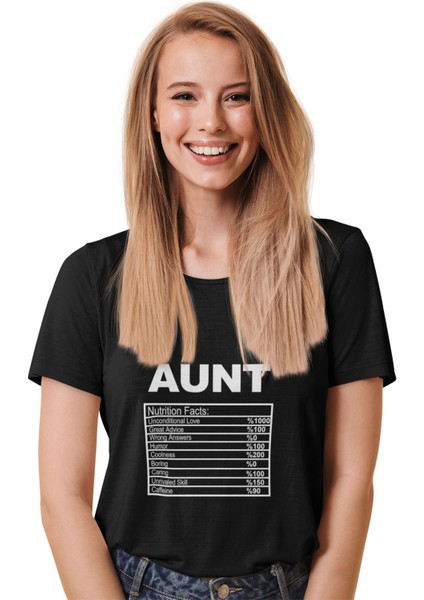 Aunt Nutrition Facts Baskılı Teyze Hala Hediyelik Eğlenceli Unisex T-Shirt