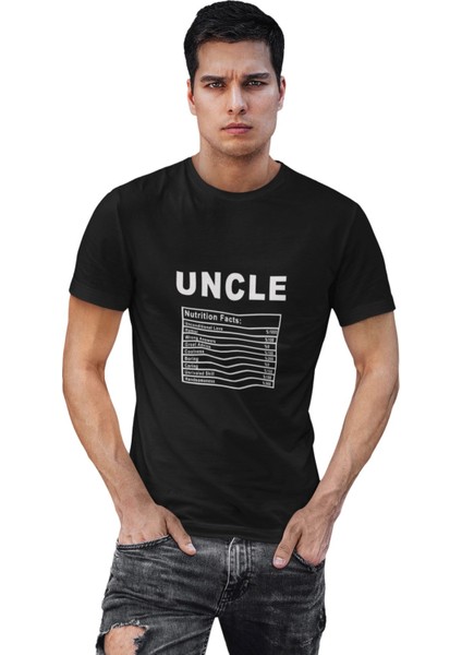 Uncle Nutrition Facts Baskılı Dayı Amca Hediyelik Eğlenceli Unisex T-Shirt