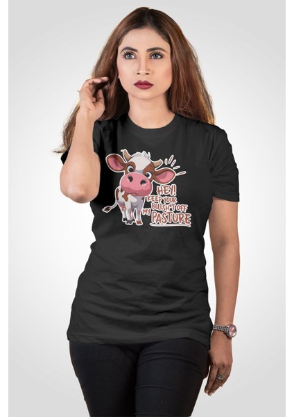 Hey! Keep Your Baskılı Unisex Regular Fit Pamuklu Siyah Tişört