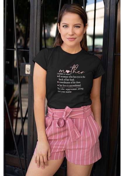 Happy Mother's Day No:3 Baskılı Anneler Günü Hediyelik Siyah %100 Pamuklu T Shirt