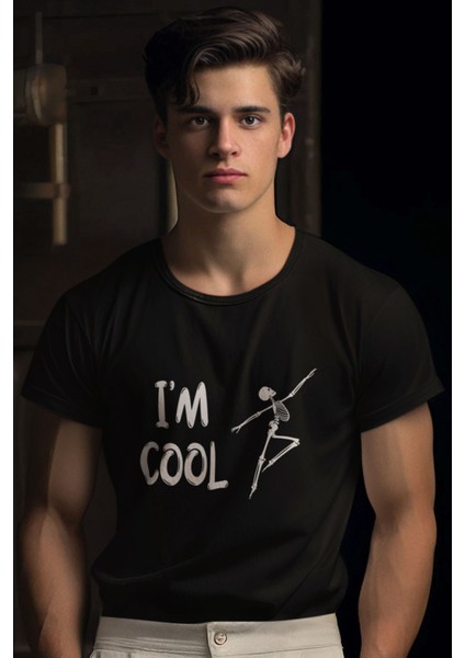 Cool Iskelet Baskılı Eğlenceli Hediyelik Renkli Unisex T-Shirt