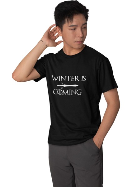 Winter Is Coming Game Of Thrones Baskılı Beyaz Unisex T-Shirt