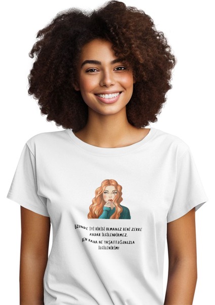 Iyi Biri Olmanız Beni Ilgilendirmez Baskılı Eğlenceli Giderli Hediyelik Beyaz Kadın T-Shirt