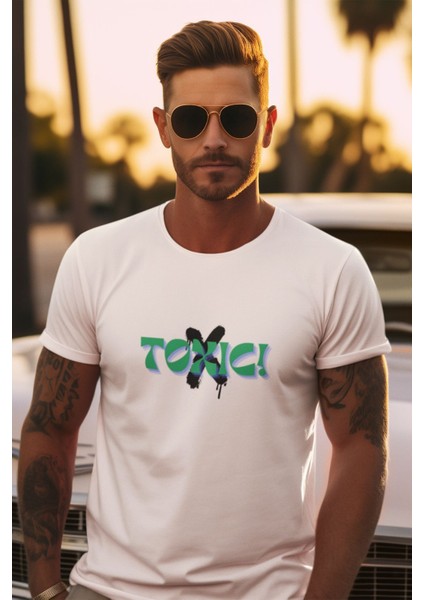 Toxıc Baskılı Hediyelik Beyaz Unisex T-Shirt