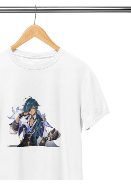 Kaeye Genshin Impact Baskılı Hediyelik Eğlenceli Beyaz Unisex T-Shirt