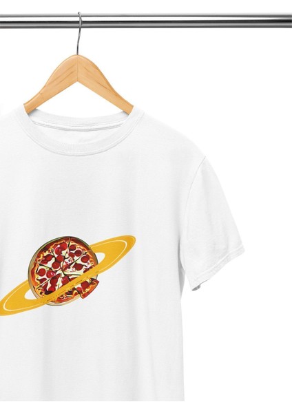 Pizza Planet Baskılı Hediyelik Eğlenceli Beyaz Unisex T-Shirt