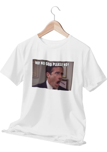 No No Got Please No! The Office Baskılı Eğlenceli Hediyelik Beyaz Unisex T-Shirt