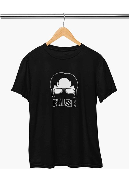 Dwight Schrute False The Office Baskılı Baskılı Eğlenceli Hediyelik Beyaz Unisex T-Shirt