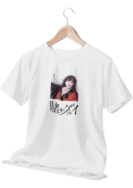 Kakegurui Anime Baskılı Eğlenceli Hediyelik Beyaz Unisex T-Shirt