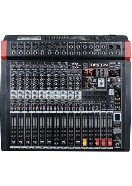 Decon DMP-12P Usb-Bluetooth 8 Kanal Mono / 2 Kanal Stereo 2X650W 12 Kanal Power Mixer