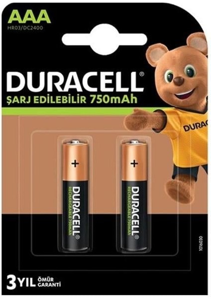 Duracell 750 Ma Şarjlı Aaa Ince Kalem 2'li Pil HR03/DC2400