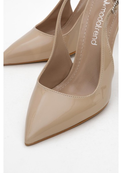 Kadın Stiletto Ayakkabı Ten Rugan