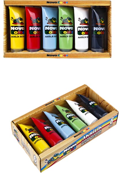 Nova Color Akrilik Boya 6*75 ml Doğal Seramik Hamuru 1000GRX2 gr Merdane Set modelleri