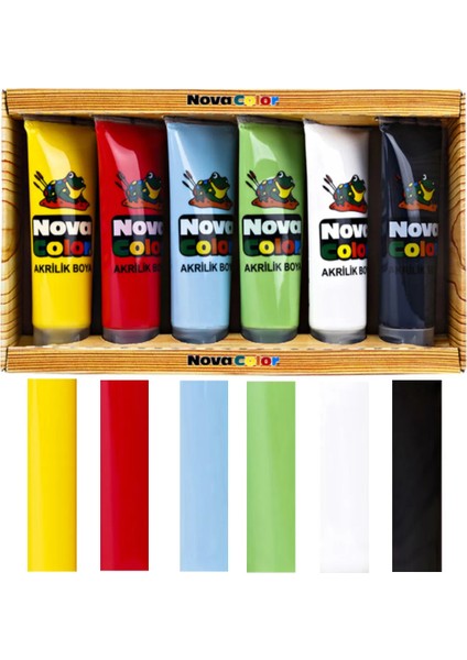 Nova Color Akrilik Boya 6*75 ml Doğal Seramik Hamuru 1000GRX2 gr Merdane Set indirimleri
