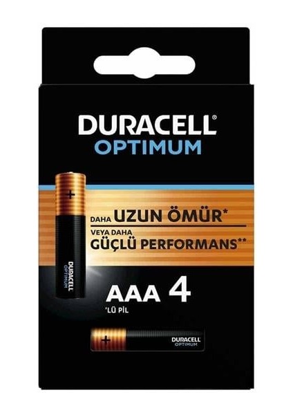 Duracell Optimum 1.5 Volt Alkalin Aaa 4 Lü Ince Kalem Pil MX2400 modelleri