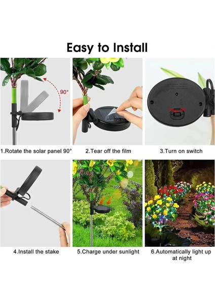 LED Güneş Işığı Su Geçirmez 2 Adet Kırmızıaçelya Güneş Çiçekleri Lamba Açık Dekoratif Bahçe Yard Çim Yolu Aydınlatma Tatil Düğün Dekor Için