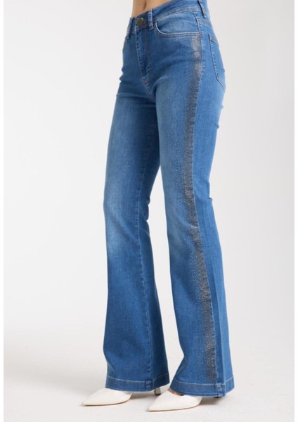 Ispanyol Paça Yanı Taş Şeritli Kot Pantolon A.mavi 4000 fiyatları